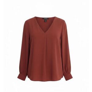 Forever 21 Contemporary V Neck Long Sleeve Tunic Blouse Red Size XS